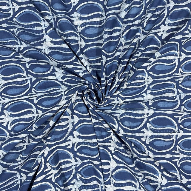 Indigo Colour Cambric Cotton Printed Fabric