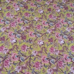 Yellow Colour Corduroy Printed Fabric