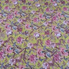 Yellow Colour Corduroy Printed Fabric