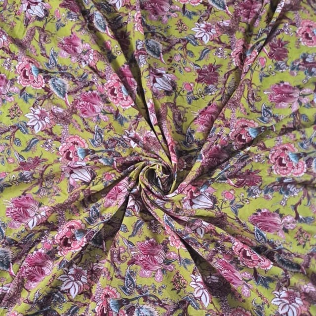 Yellow Colour Corduroy Printed Fabric