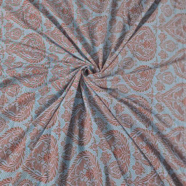 Sky Blue Colour Corduroy Printed Fabric