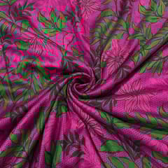 Pink Colour Pure Chanderi Printed Fabric