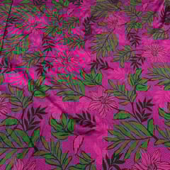 Pink Colour Pure Chanderi Printed Fabric