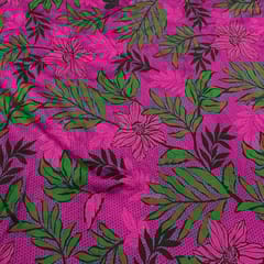 Pink Colour Pure Chanderi Printed Fabric