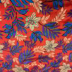 Red Colour Pure Chanderi Printed Fabric