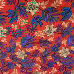 Red Colour Pure Chanderi Printed Fabric