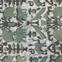 Green Colour Cotton Cambric Dabu Printed Fabric
