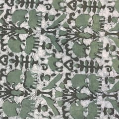 Green Colour Cotton Cambric Dabu Printed Fabric