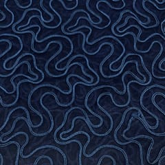Navy Blue Colour Net Embroidered Fabric