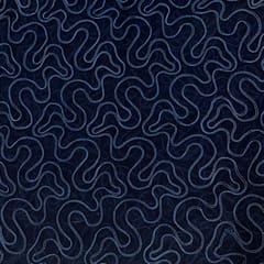 Navy Blue Colour Net Embroidered Fabric