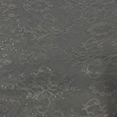 Grey Colour Organza Net Embroidered Fabric