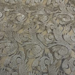 Golden Colour Net Embroidered Fabric