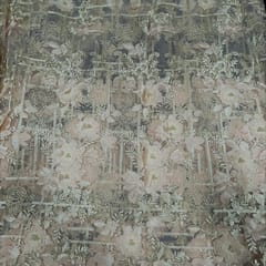 Pink Colour Net Embroidered Fabric