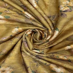 Mustard Colour Semi Pashmina Printed Fabric