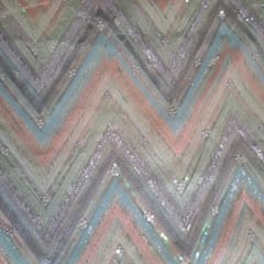 Multi Colour Net Embroidered Fabric