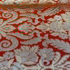 Orange Colour Pure Brocade Fabric