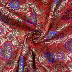 Red Colour Pure Brocade Fabric
