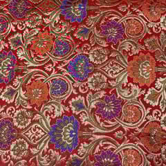 Red Colour Pure Brocade Fabric