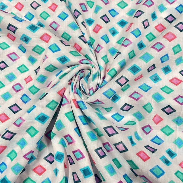 Multi Colour Cotton Silk Printed Fabric