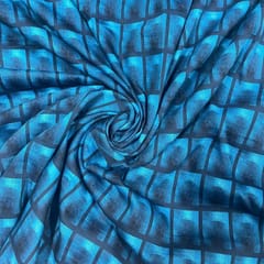 Blue Colour Cotton Silk Printed Fabric