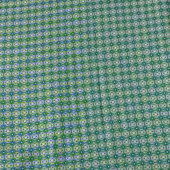 Teal Blue Colour Cotton Silk Printed Fabric