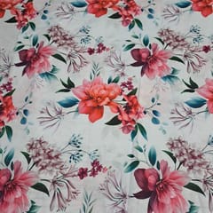 Sky Blue Colour Cotton Linen Printed Fabric