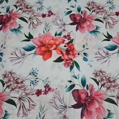 Sky Blue Colour Cotton Linen Printed Fabric