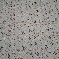 Beige Colour Cotton Linen Printed Fabric