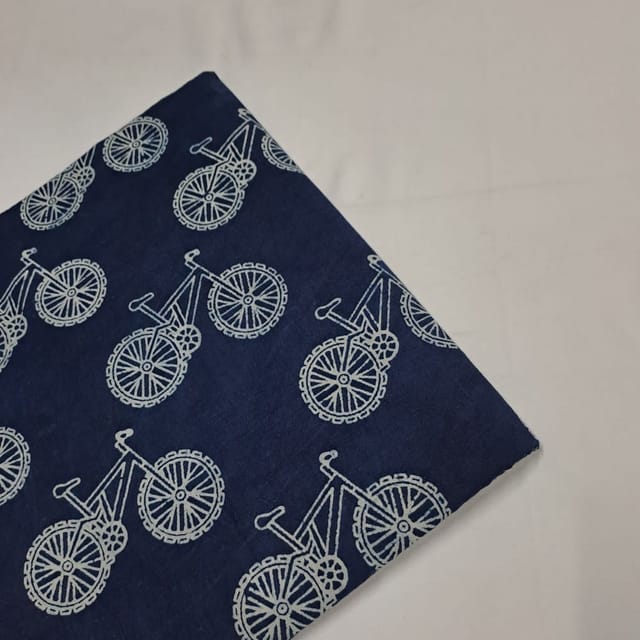 Indigo Colour Cambric Cotton Dabu Printed Fabric