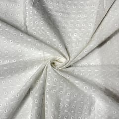 White Colour Cotton Chikan Fabric