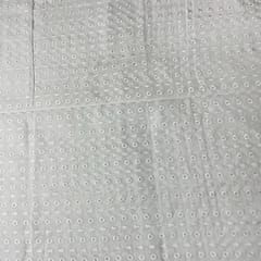 White Colour Cotton Chikan Fabric