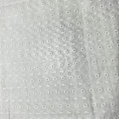 White Colour Cotton Chikan Fabric