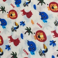 Peach Colour Rayon Printed Fabric