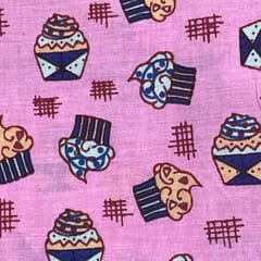 Pink Colour Cotton Voil Printed Fabric