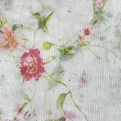 White Colour Pure Super Net Printed Fabric