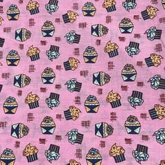 Pink Colour Cotton Voil Printed Fabric