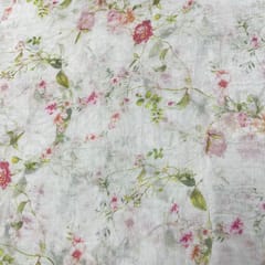 White Colour Pure Super Net Printed Fabric