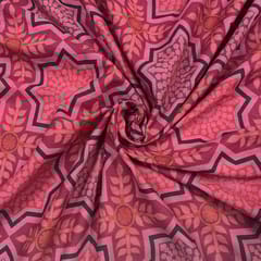 Pink Colour Pure Matka Silk Printed Fabric