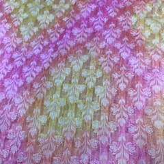 Yellow Colour Pure Chanderi Silk Self Printed Fabric