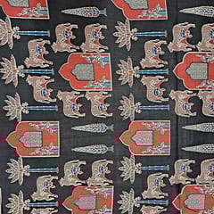 Black Colour Cotton Cambric Printed Fabric