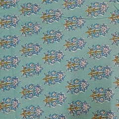 Sea Blue Colour Cotton Cambric Printed Fabric