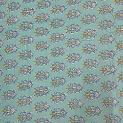 Sea Blue Colour Cotton Cambric Printed Fabric