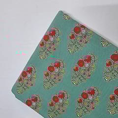 Sea Green Colour Cotton Cambric Printed Fabric