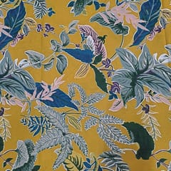 Mustard Colour Cotton Cambric Discharge Printed Fabric
