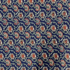 Navy Blue Colour Cotton Cambric Printed Fabric