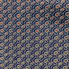 Navy Blue Colour Cotton Cambric Printed Fabric
