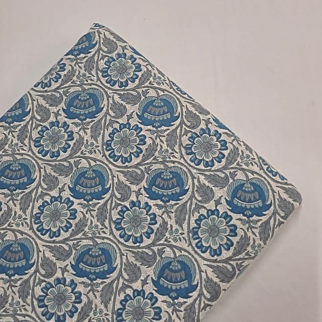 White Colour Cotton Cambric Printed Fabric