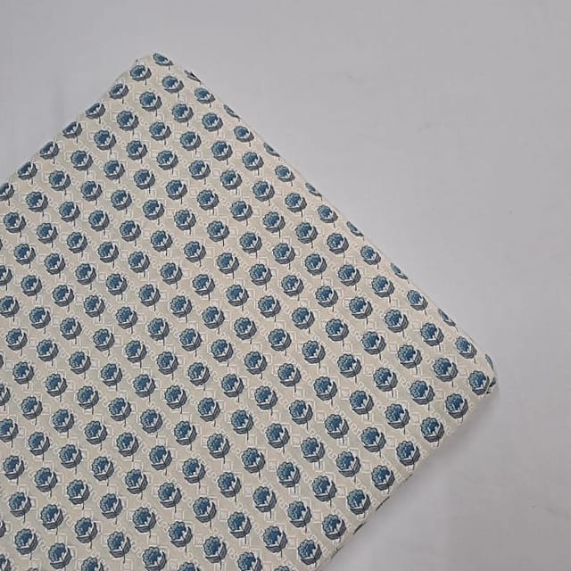 White Colour Cotton Cambric Printed Fabric
