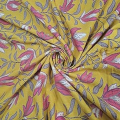 Mustard Colour Cotton Flex Discharge Printed Fabric