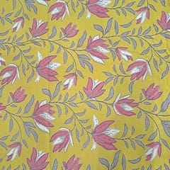 Mustard Colour Cotton Flex Discharge Printed Fabric